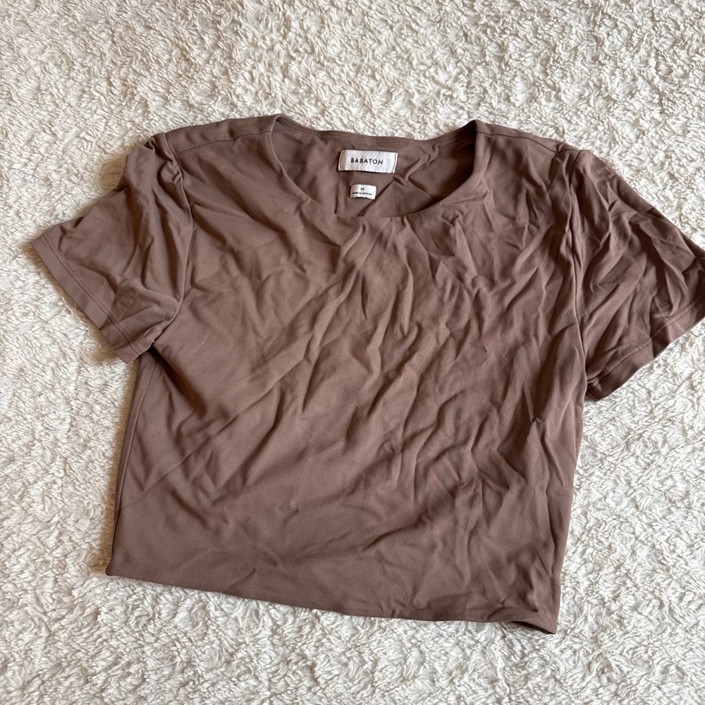 Aritzia Babaton Cocoa Short Sleeve Tee